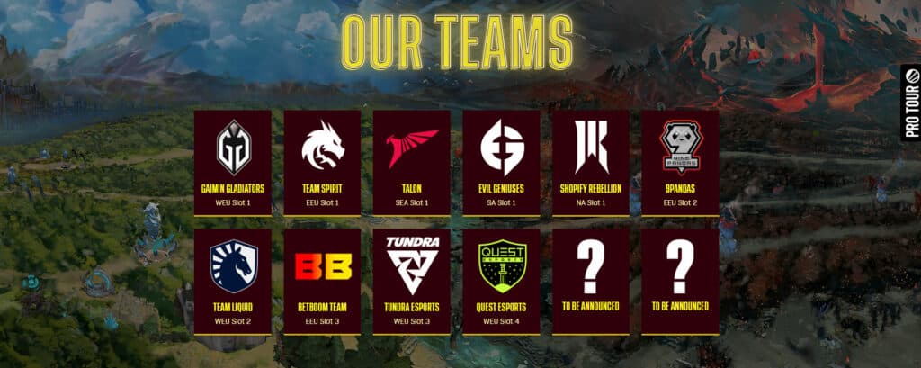 Twelve teams will compete in DreamLeague Season 21.<br>Image via <a href="https://pro.eslgaming.com/dreamleague/" target="_blank" rel="noreferrer noopener nofollow">ESL</a>