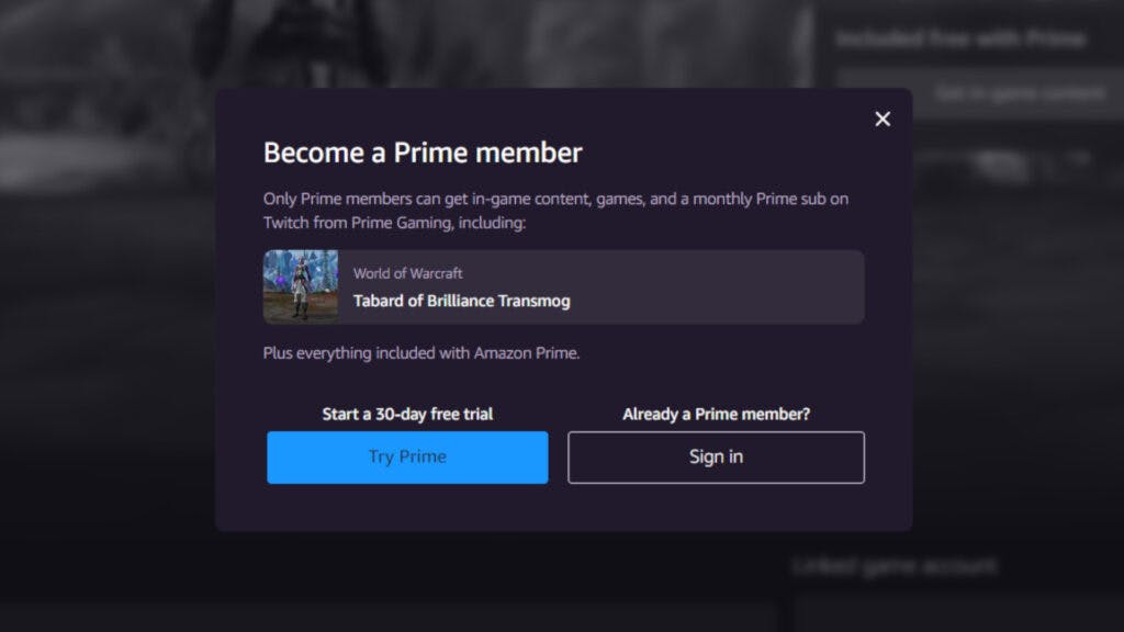 How to become a Prime member (Image via Prime Gaming)