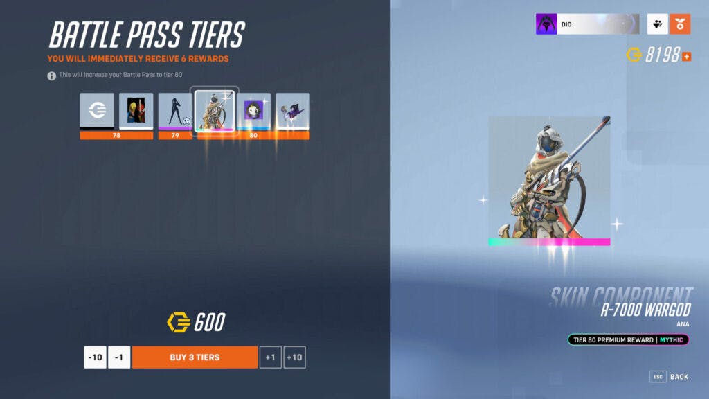 Players can buy Battle Pass tiers (Image via Blizzard Entertainment)