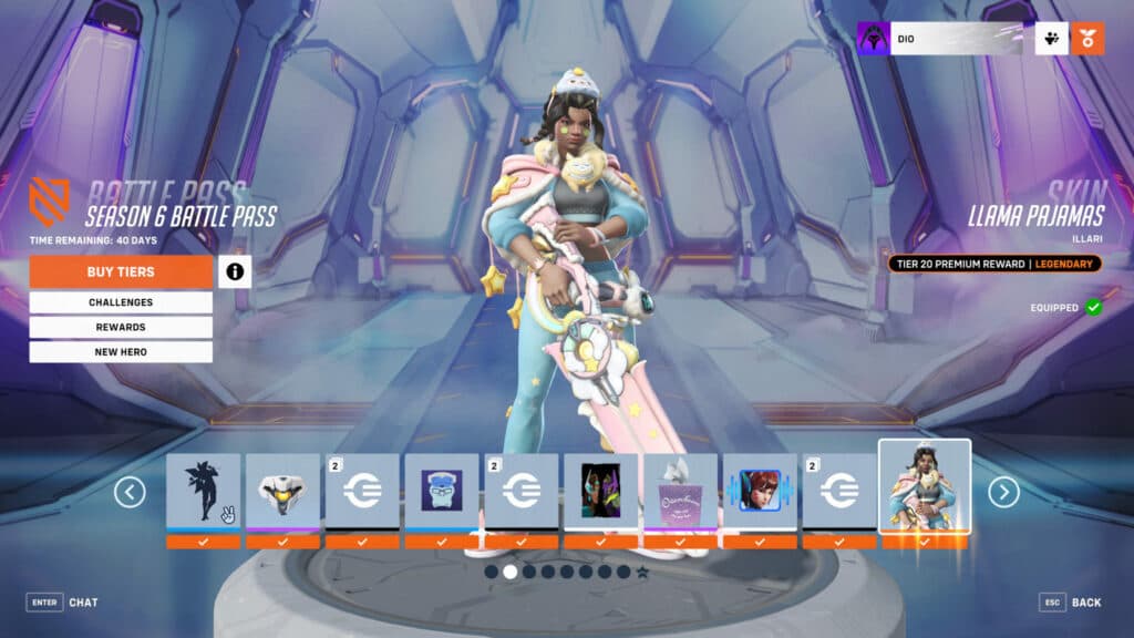 Overwatch 2 Llama Pyjamas Illari skin screenshot (Image via Blizzard Entertainment)