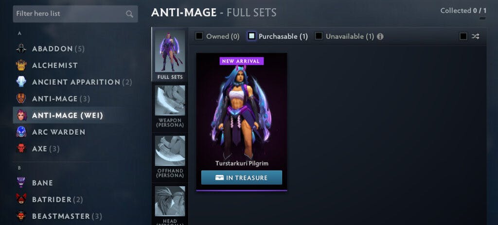 A cleaner look for Dota 2's Armory. (Screenshot by esports.gg)