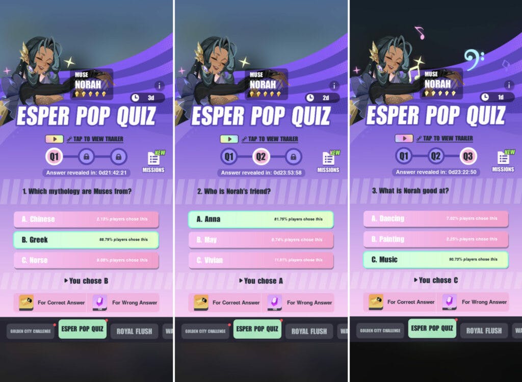 Dislyte Norah quiz answers (Image via Lilith Games)
