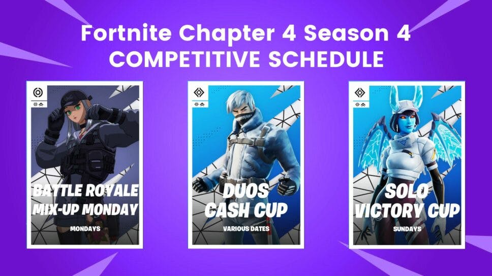 Fortnite Cash Cups + tournament schedule for Chapter 4 Season 4 cover image