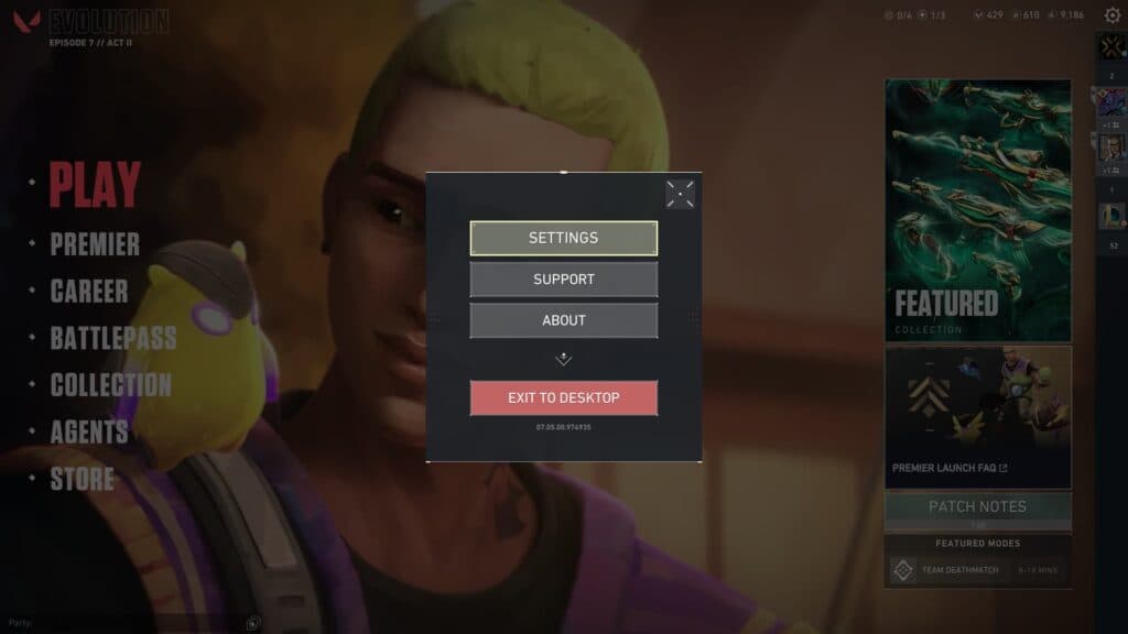 Open up your Settings to find the video settings section of VALORANT (Image via esports.gg)