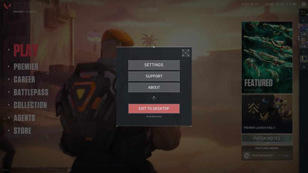 Open up your Settings to find the audio settings section of VALORANT (Image via esports.gg)