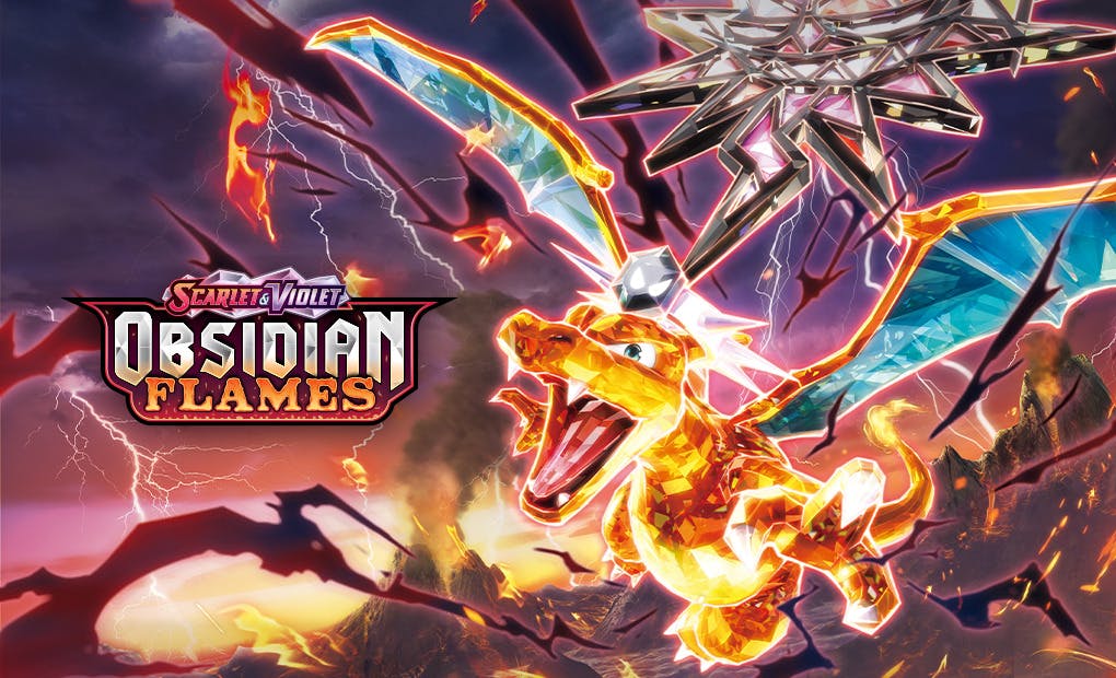 Charizard is the featured Pokemon of the Obsidian Flames TCG set.