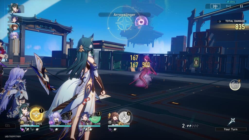 Kafka World 5 falling to her knees after being defeated