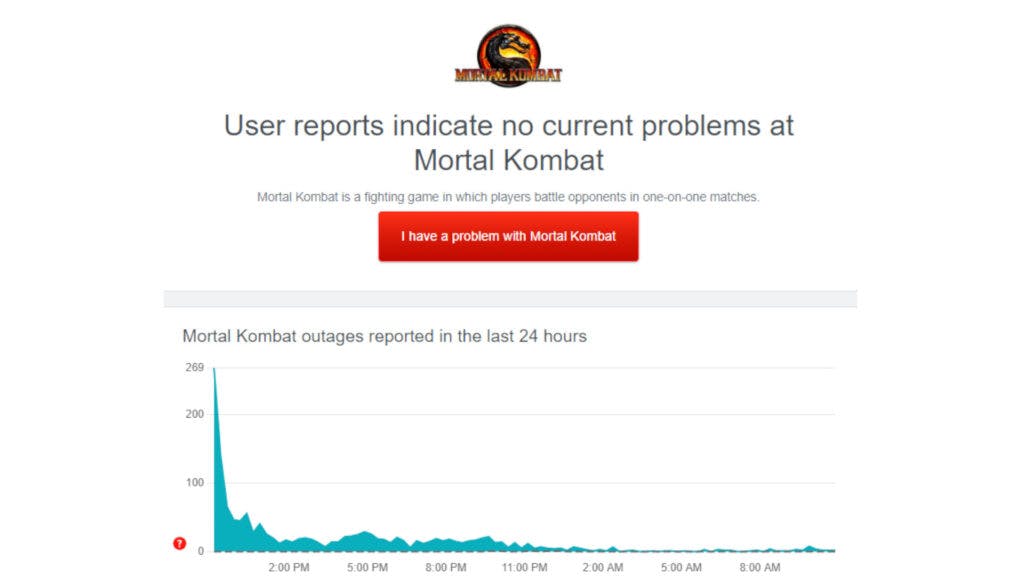 Mortal Kombat 1 server status (Image via Downdetector)