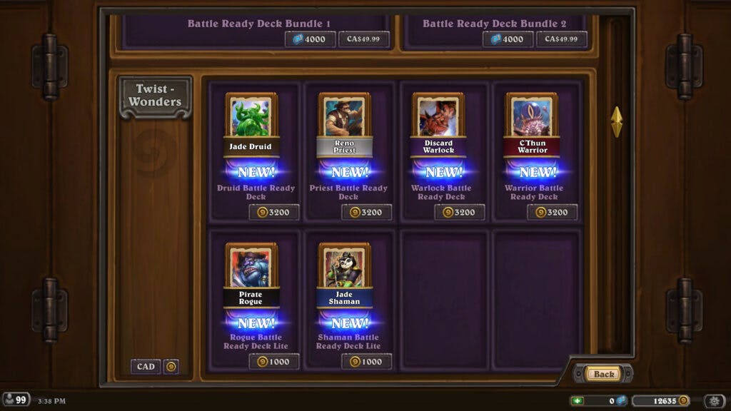 Where to find the battle-ready decks (Image via Blizzard Entertainment)