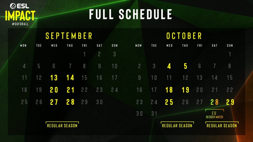 CS:GO ESL Impact Season 4 schedule (Image via ESL)