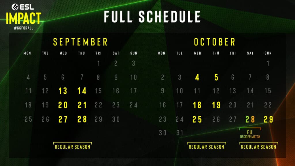 CS:GO ESL Impact Season 4 schedule (Image via ESL)