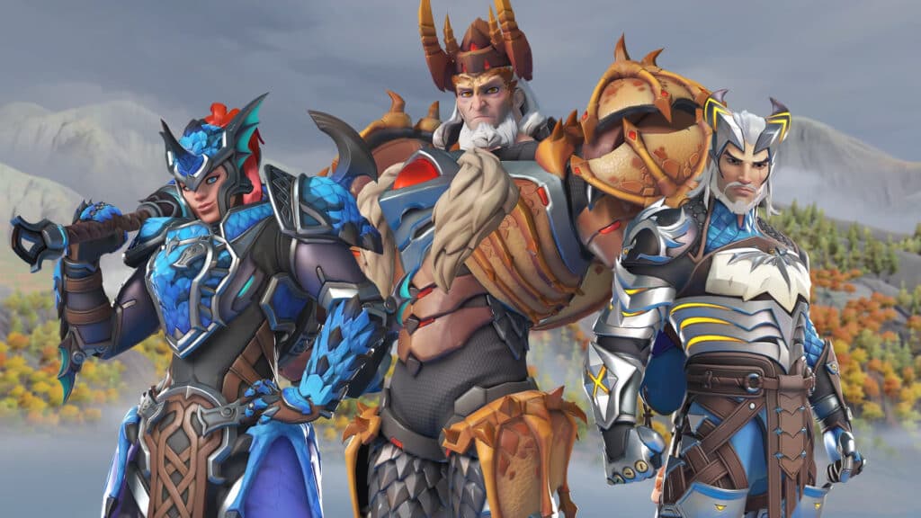 Azure Drake Brigitte, Bronze Drake Sigma, and Drake Master Hanzo (Image via Blizzard Entertainment)