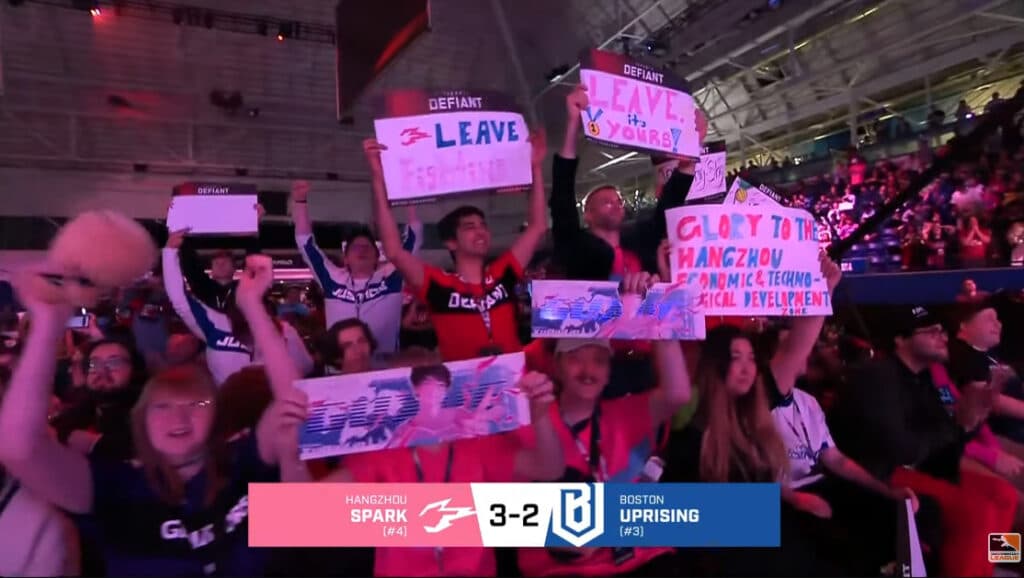 Hangzhou Spark fans at the Overwatch League 2023 Playoffs (Image via Blizzard Entertainment)