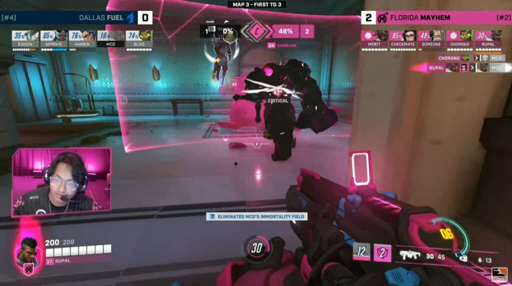 Florida Mayhem versus Dallas Fuel (Image via Blizzard Entertainment)