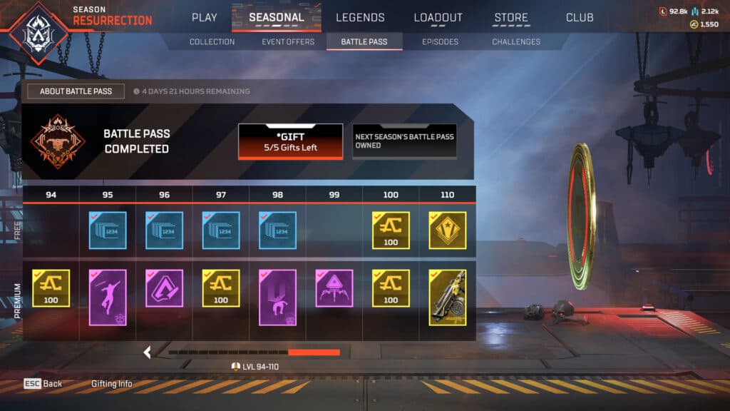 Apex Legends Battle Pass (Image via Respawn Entertainment)