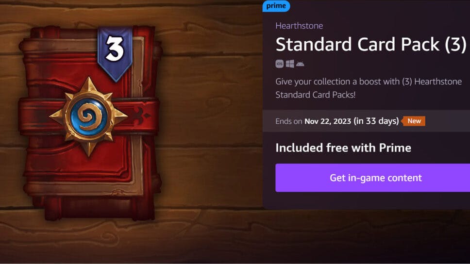 How to get 3 Free Hearthstone packs with Prime Gaming cover image