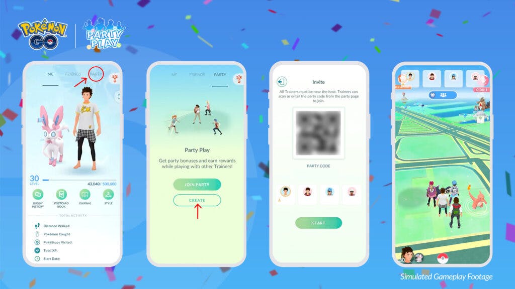 Creating a party is a simple process in Pokémon Go (Image via Niantic)
