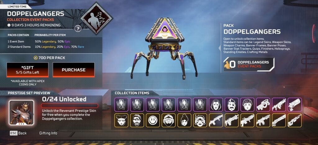Collection Events offer additional opportunities to earn unlock rewards and Apex Packs