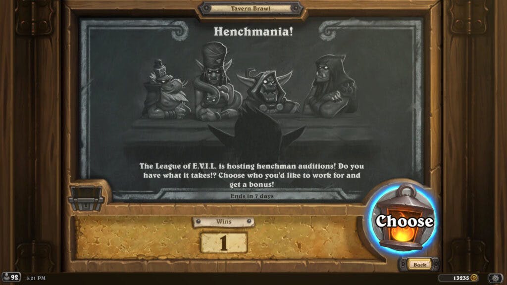 Hearthstone Henchmania Tavern Brawl description (Image via Blizzard Entertainment)