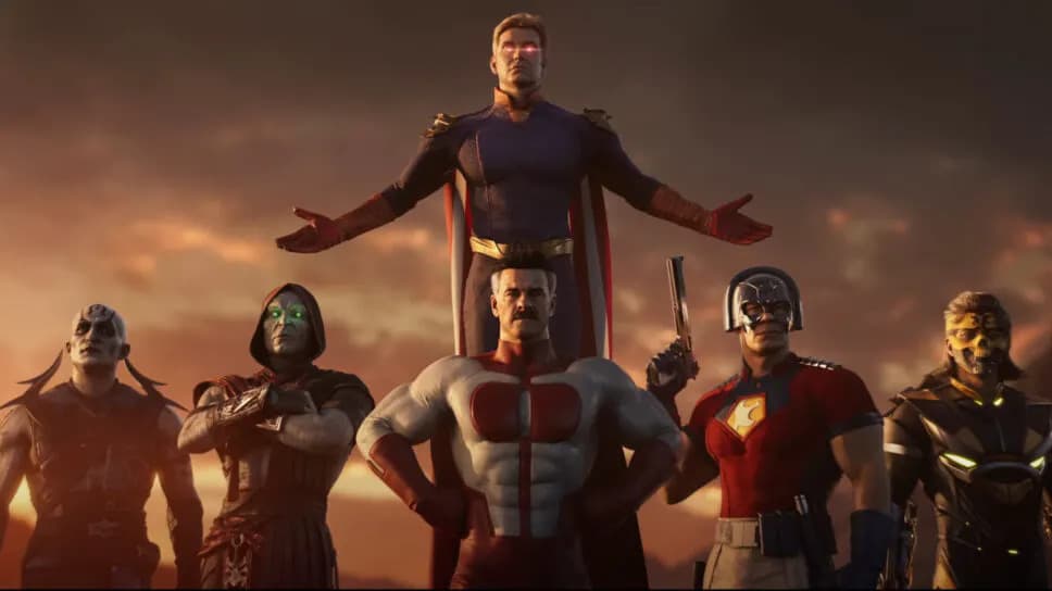 Homelander, Peacemaker, Omni-Man, Quan-Chi, Ermac, and Takeda in Mortal Kombat 1 (Image via Warner Bros. Games)