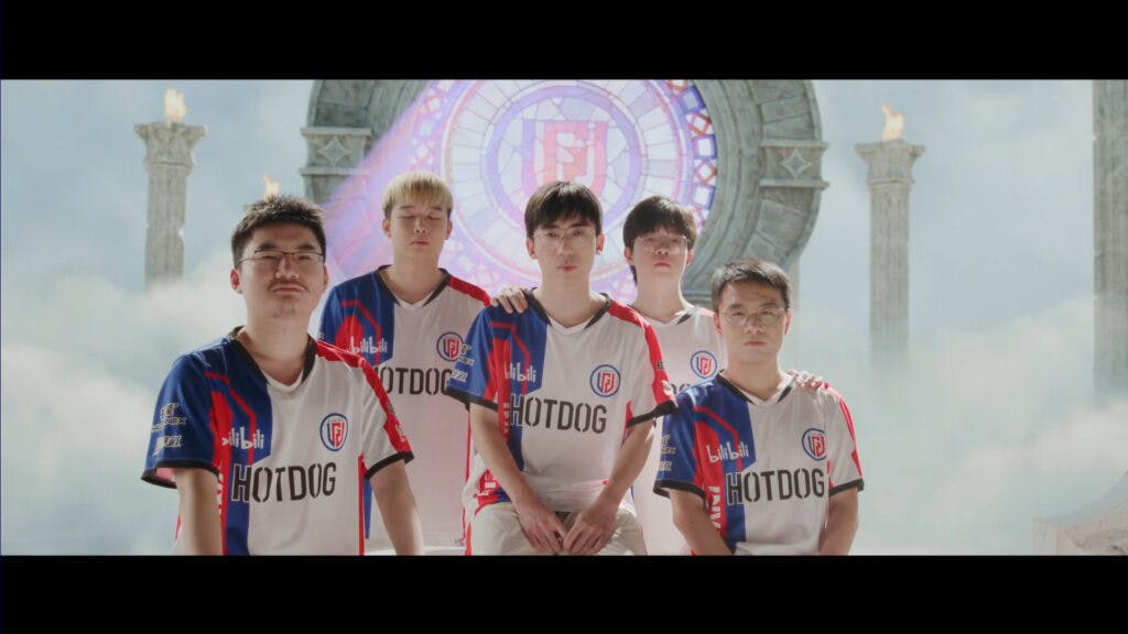 LGD Gaming rocking a new jersey for TI12 with HOTDOG as a new partner.<br>(Screenshot from TI12 stream)