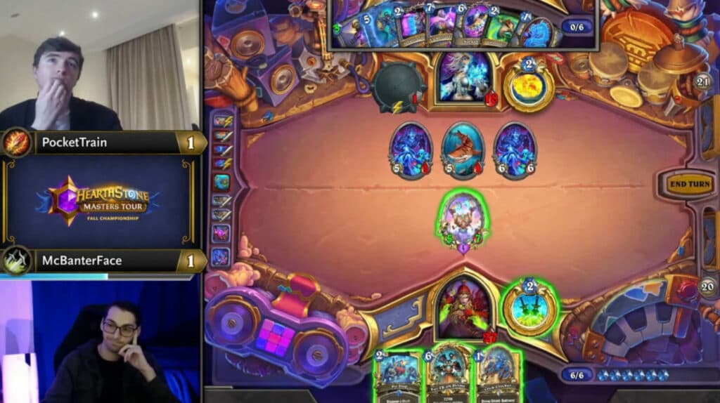 PocketTrain versus McBanterFace in Hearthstone Masters Tour Fall Championship 2023 (Image via Blizzard Entertainment)