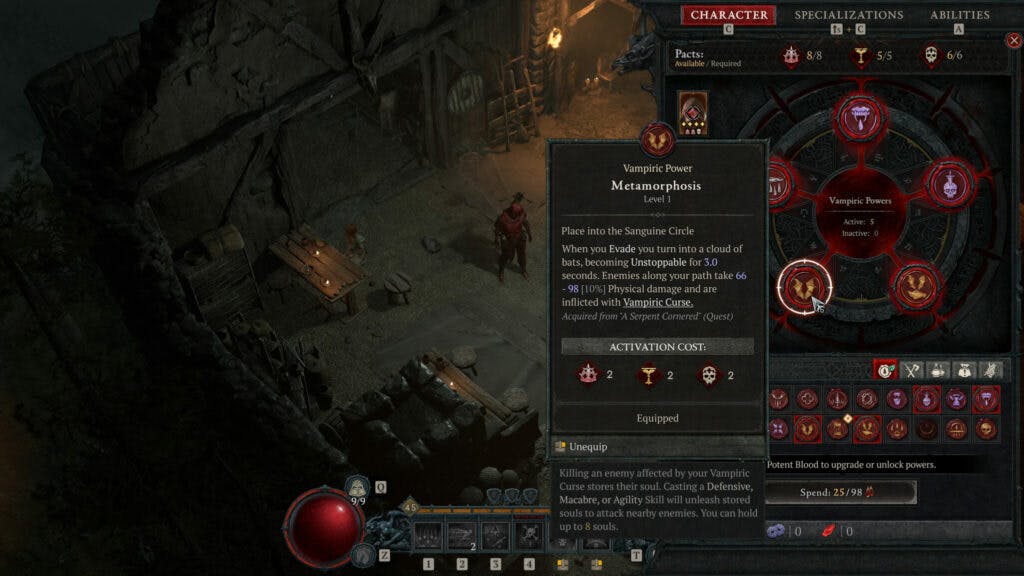 How Vampiric Powers work in Diablo 4 (Image via Blizzard Entertainment)