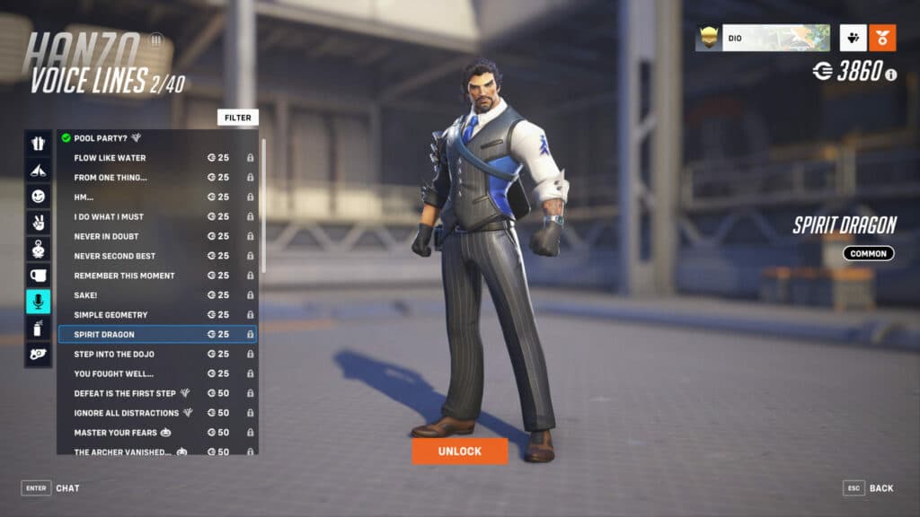 Hanzo's Pokémon voice line (Image via Blizzard Entertainment)