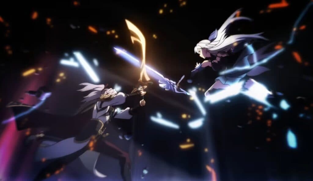 Jing Yuan fighting a mara-struck Jingliu in the <a href="https://www.youtube.com/watch?v=8-MFg_0wY4U&ab_channel=Honkai%3AStarRail" target="_blank" rel="noreferrer noopener">Animated Short: A Flash</a>