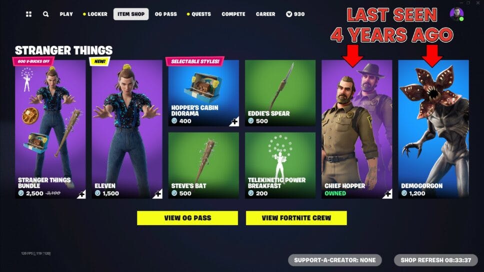 Fortnite Stranger Things skins have FINALLY returned after four years cover image