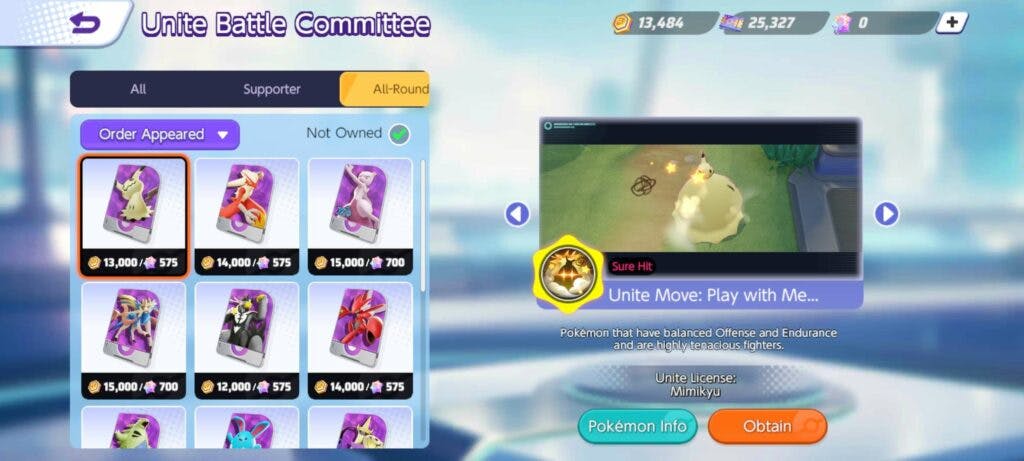 Find Mimikyu's license in the Unite Battle Committee.<br>(Image from Pokemon UNITE)