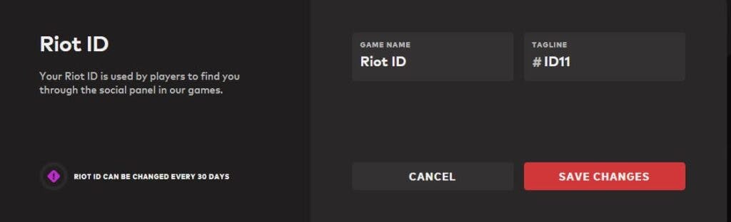 You could originally change your Riot ID every 30 days (Image via esports.gg)