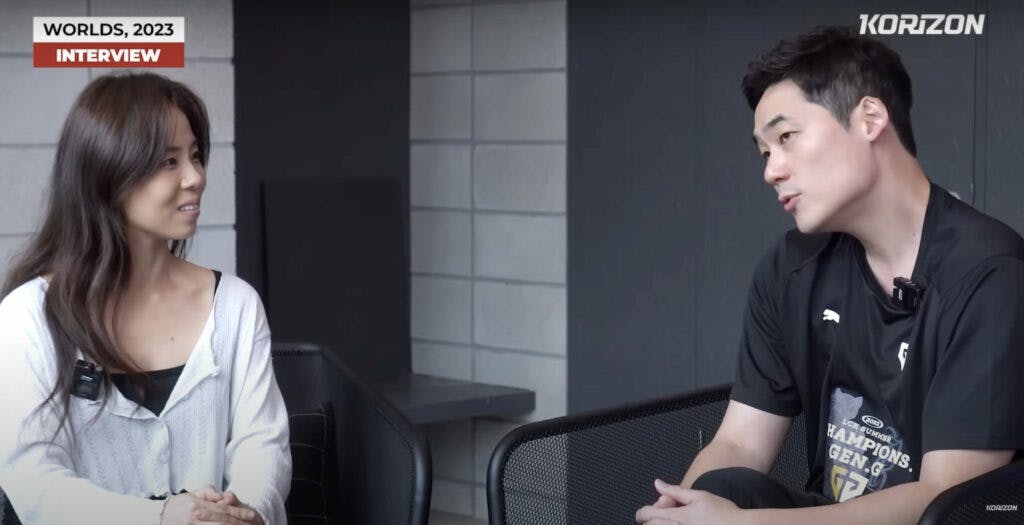 Gen.G CEO Arnold Hurr in discussion with Korizon esports' Ashley Kang.