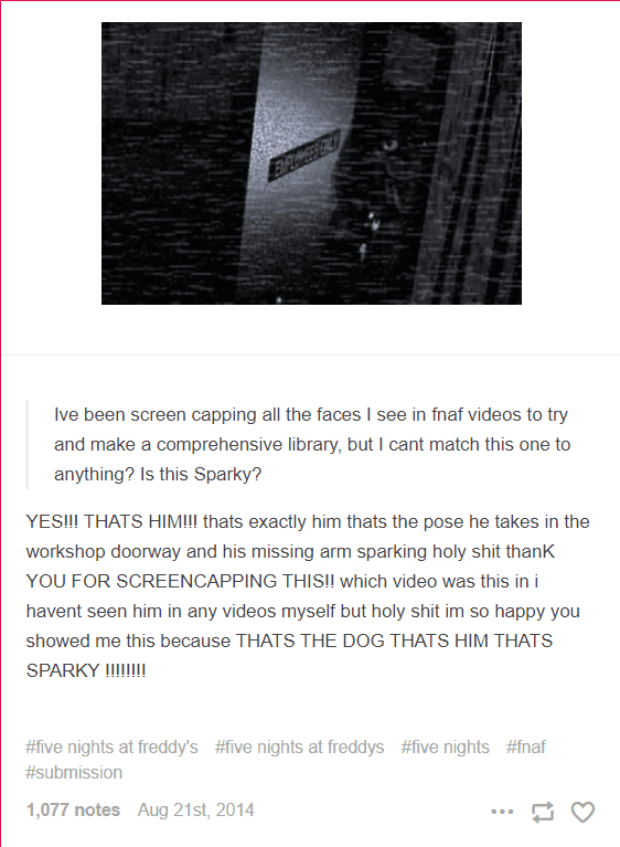 <em>One of the original Sparky the Dog posts from 2014 (image via blrdnames on Tumblr)</em>