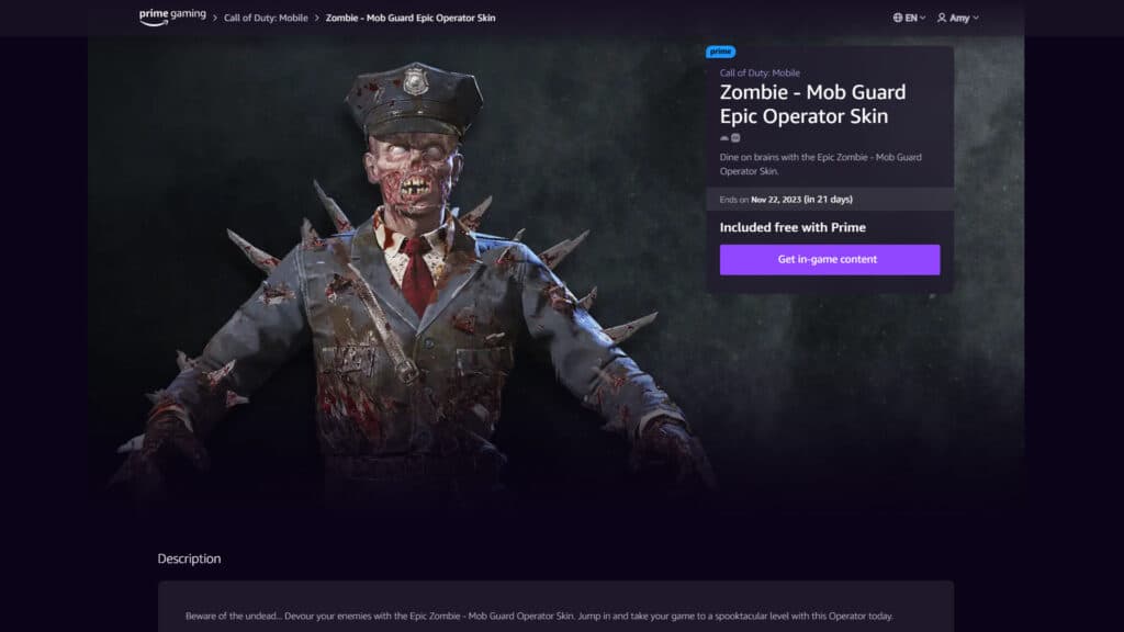 How to unlock the Zombie – Mob Guard Epic Operator Skin in CoD