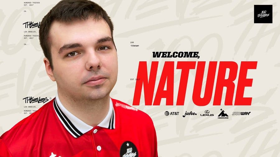 NaturE joins the 100 Thieves VALORANT roster.