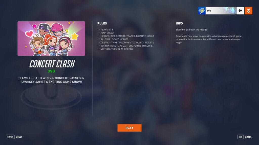 Concert Clash information (Image via Blizzard Entertainment)