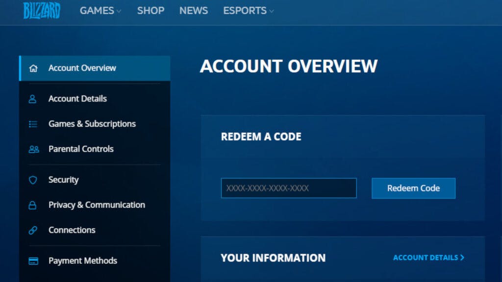 How to redeem gift codes (Image via Blizzard Entertainment)
