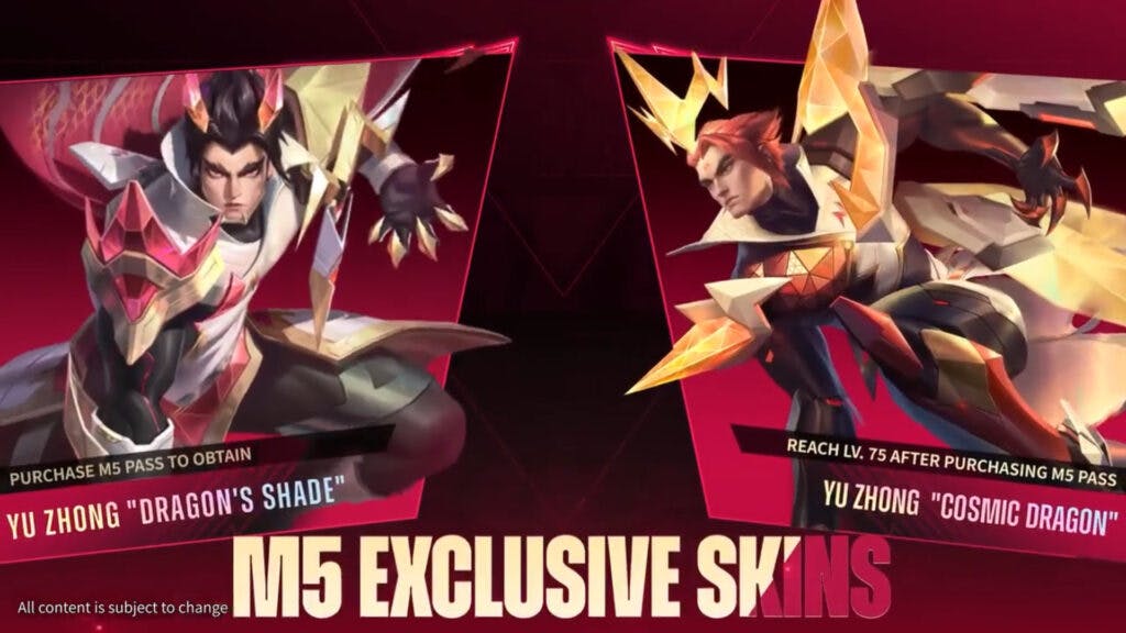 M5-themes exclusive Yu Zhong skins in the M5 Pass.<br>(Image via Moonton)