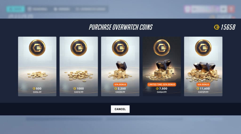 Overwatch Coins cost in CAD (Image via Blizzard Entertainment)
