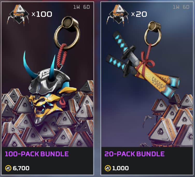 The 20-pack bundle and 100-pack bundle (Image via Respawn Entertainment)