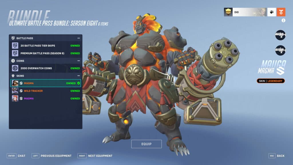 Screenshot of what's included in the Ultimate Battle Pass Bundle (Image via Blizzard Entertainment)