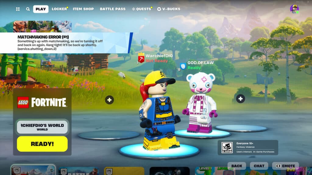 LEGO Fortnite matchmaking error (Image via esports.gg/Epic Games)