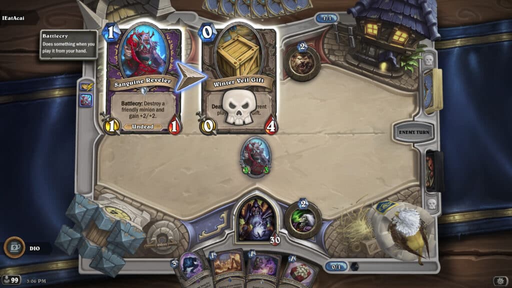 Sanguine Reveler destroyed the Winter Veil Gift (Image via Blizzard Entertainment)