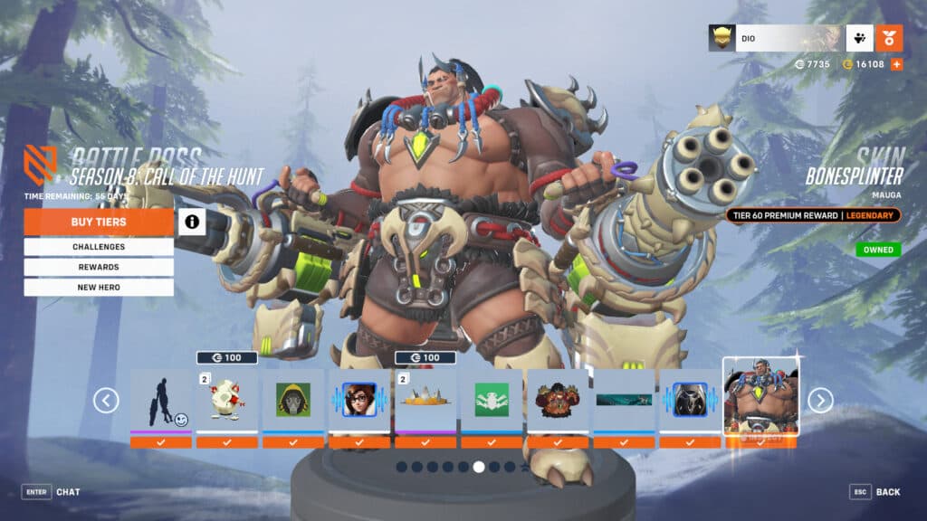 Bonesplinter Mauga skin (Image via Blizzard Entertainment)