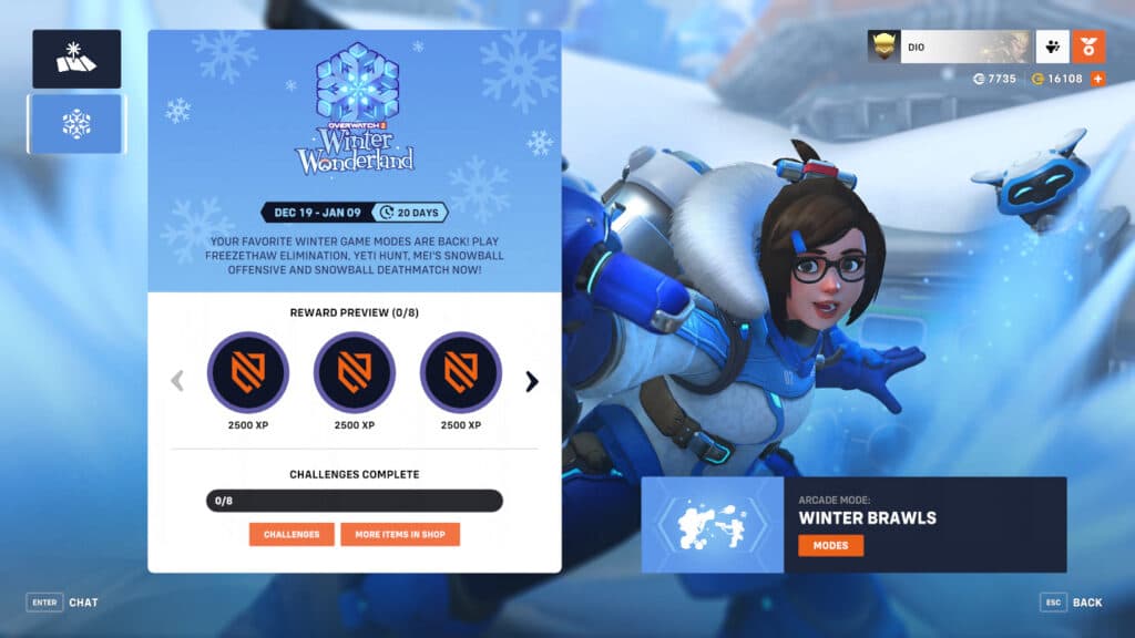 Screenshot of the 2023 Overwatch 2 Winter Wonderland event (Image via Blizzard Entertainment)
