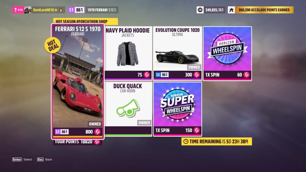 The Ferrari 512 S, which is needed for the Forzathon weekly is available in the Forzathon Shop (Image via esports.gg)
