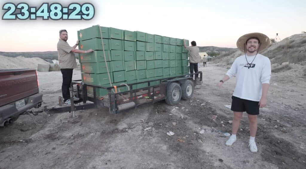 MrBeast with 100 crates of TNT