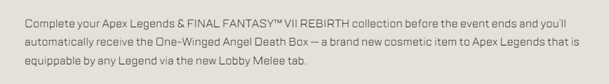 The only official information on the One-Winged Angel Death Box so far (via ea.com)