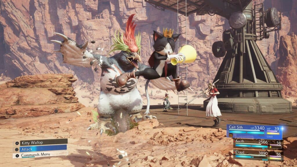 Cait Sith goes solo with a Kitty Wallop (Image via SquareEnix)